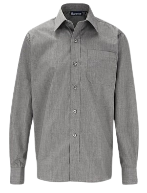 Prebendal Boys Grey Long Sleeve Shirt - Twin Pack