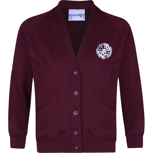 Burgundy school shop cardigan